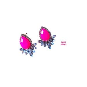 Acrylic Crystal Teardrop Earrings Women Color Pink